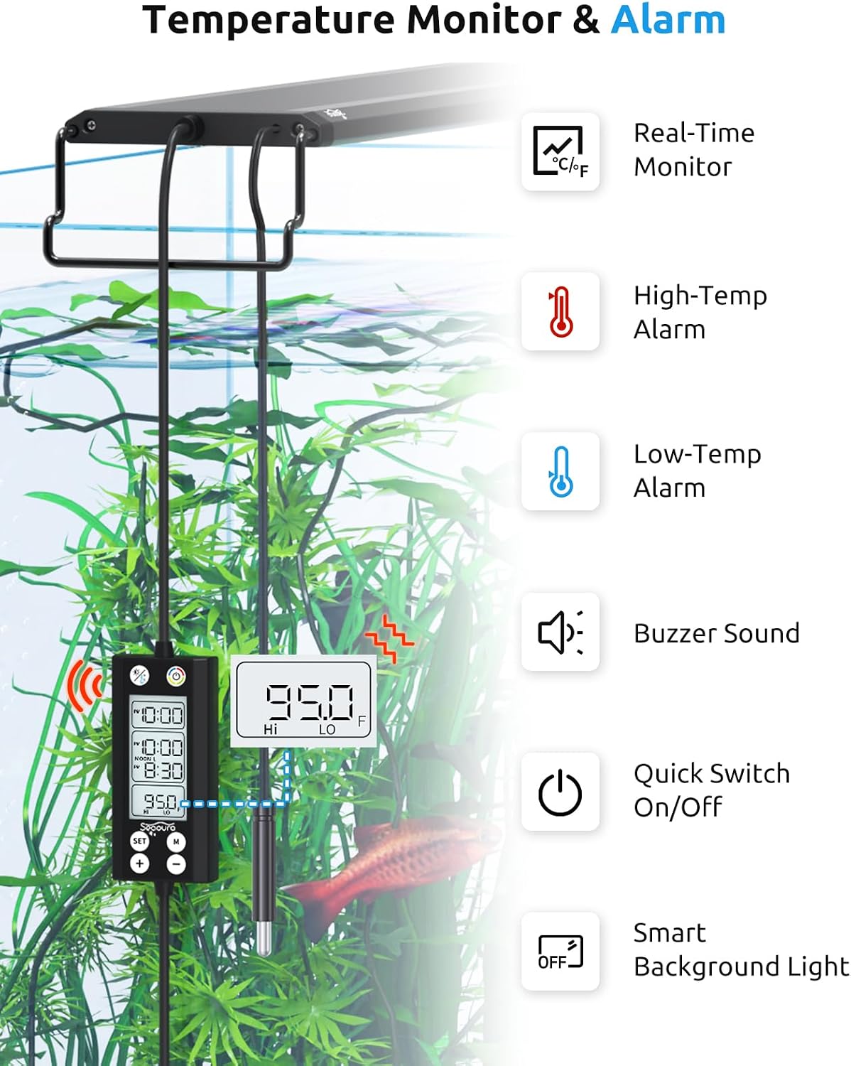 SEAOURA waterproof thermal probe and controller interface close up