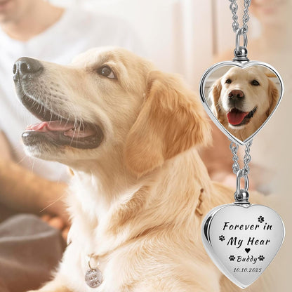 QYH personalized pet companion urn pendant package layout with custom message options.