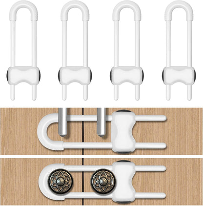 Llooc U-shaped child proof cabinet locks 4 pack front view