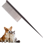 Grooming Pet Comb Rat Tail Dematting Cat and Dog CombRounded Ends Design for Safe Tangle Removal, Hairstyling, MassageLoose Hair RemovalPrevent IrritationFluffing Paws,Face,Tail,Remove Tear Stain - Image 13
