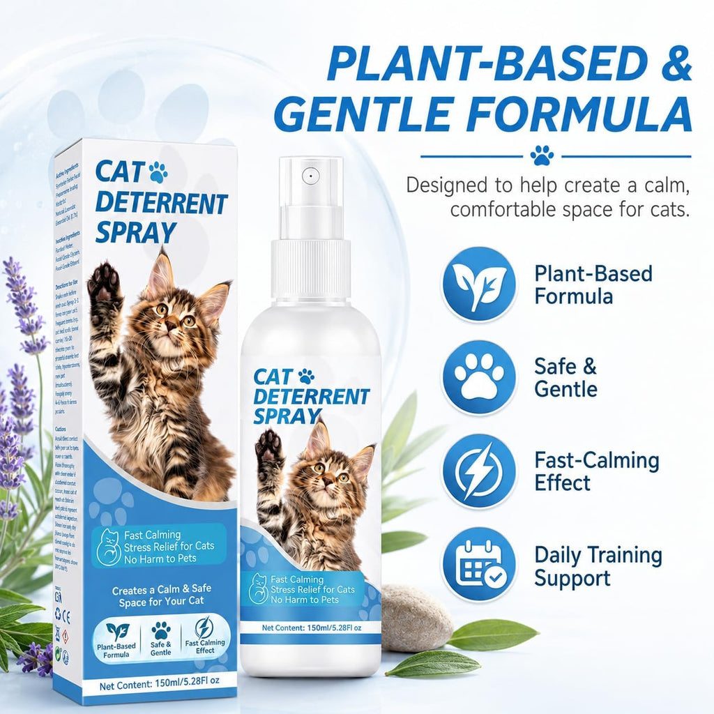 Cat deterrent spray applied to indoor curtains
