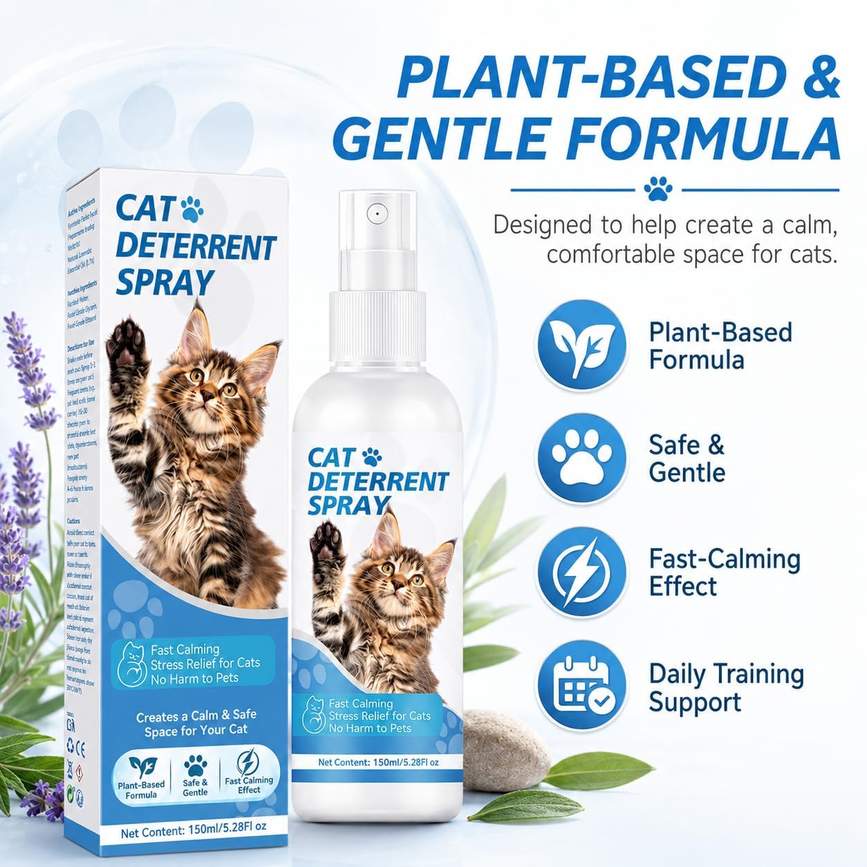 Cat deterrent spray applied to indoor curtains