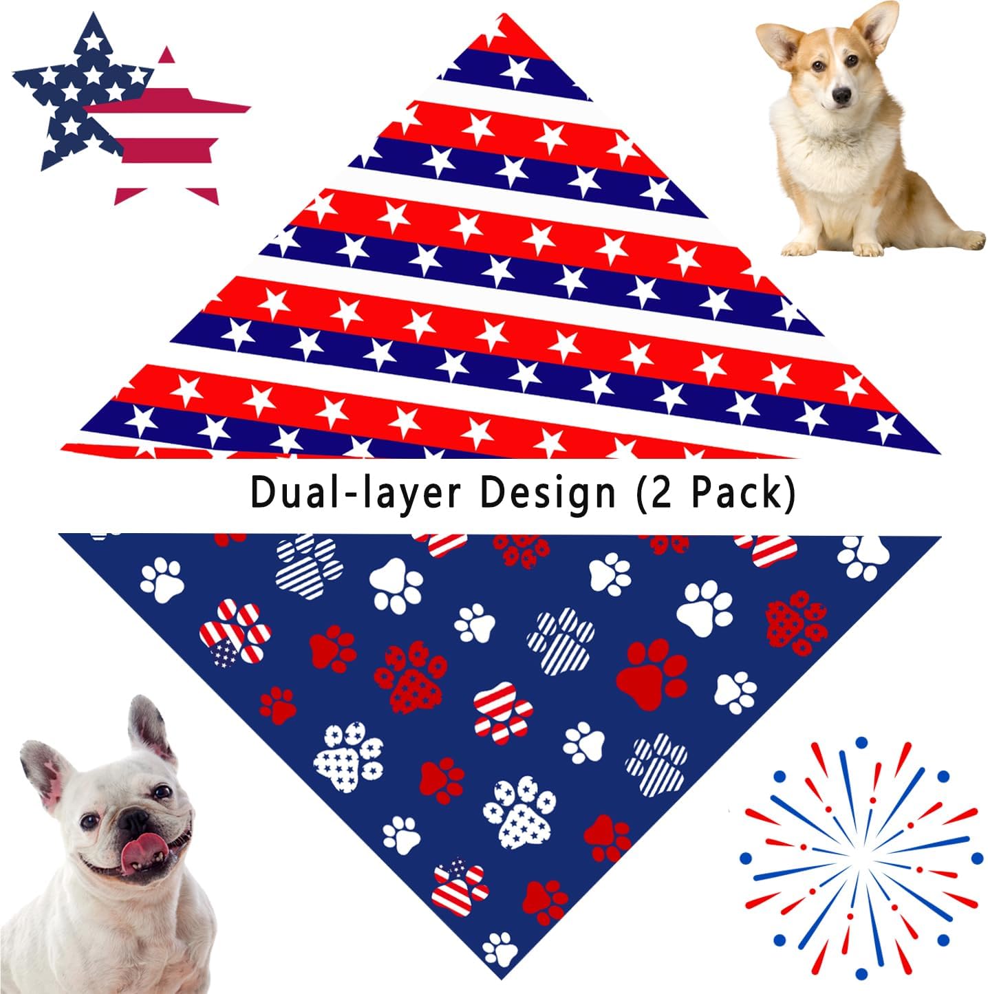 GHSJYO pet fashion accessories packaging contents featuring two unique festive dog scarf styles