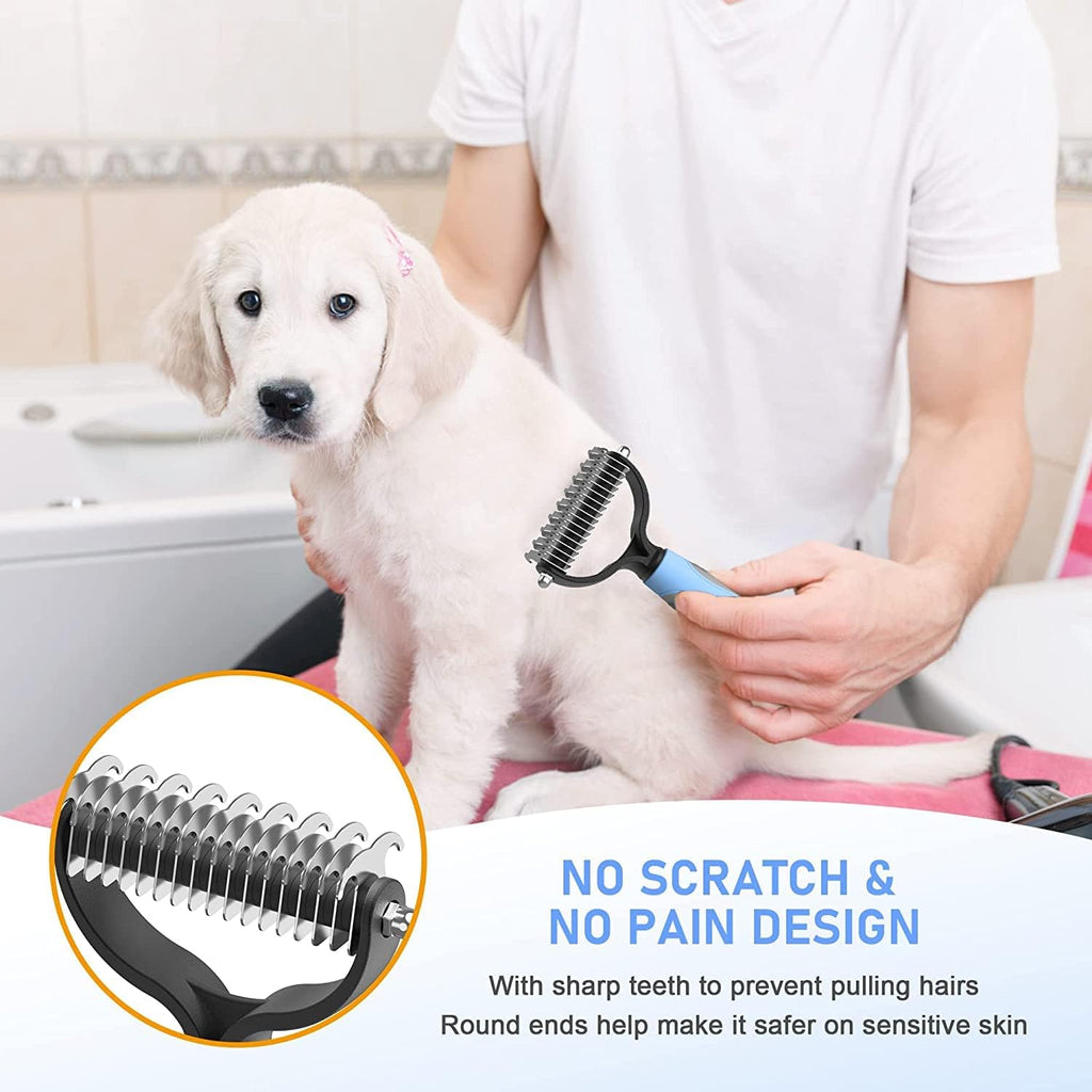 Stainless steel pet dematting brush for tangle free fur