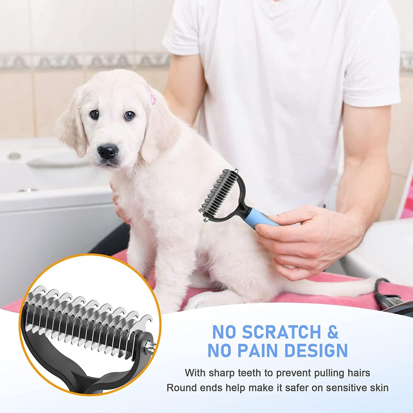 Pet Neat grooming comb used on a cat
