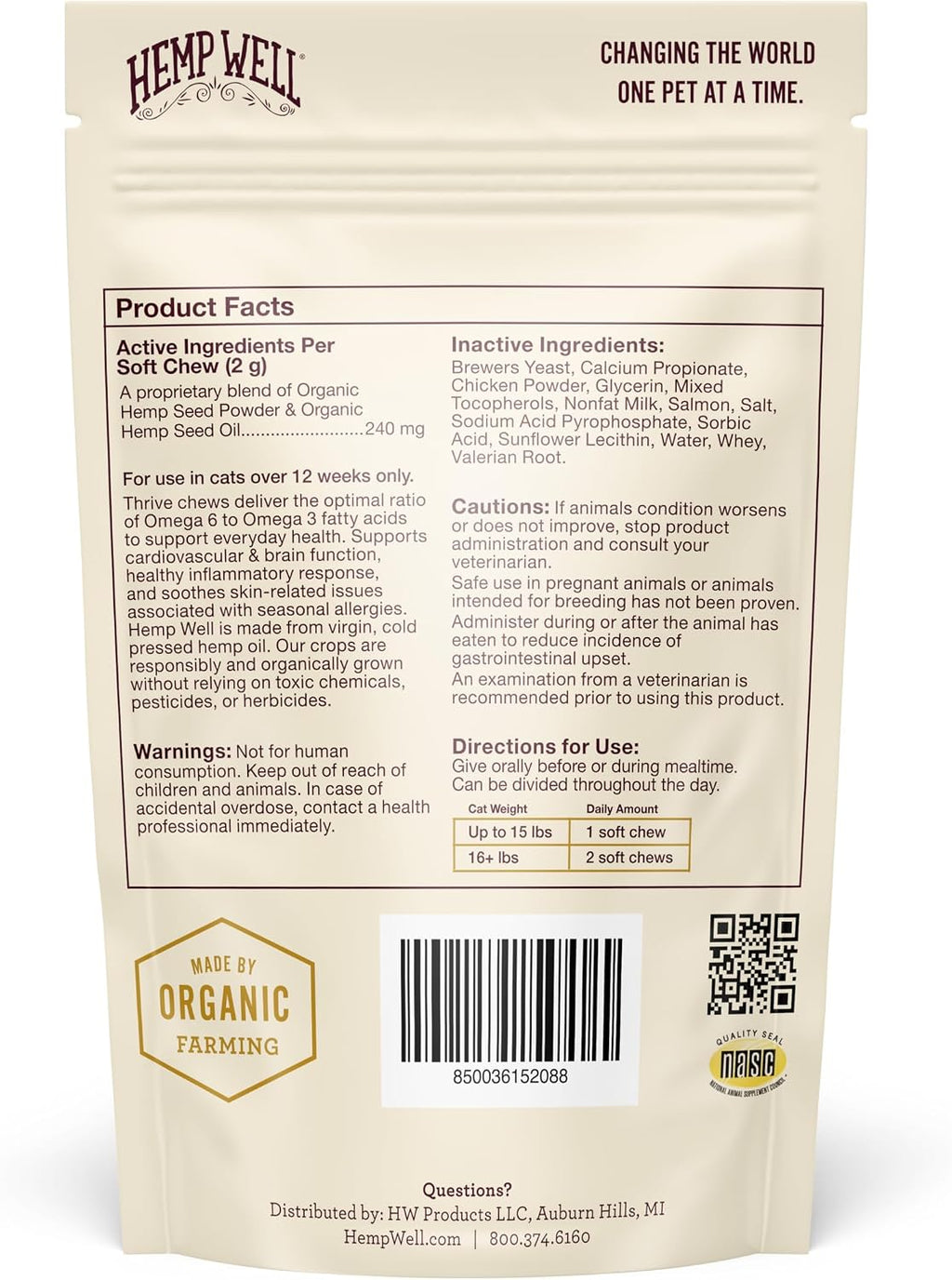 Cat eating Hemp Well Thrive supplement treat