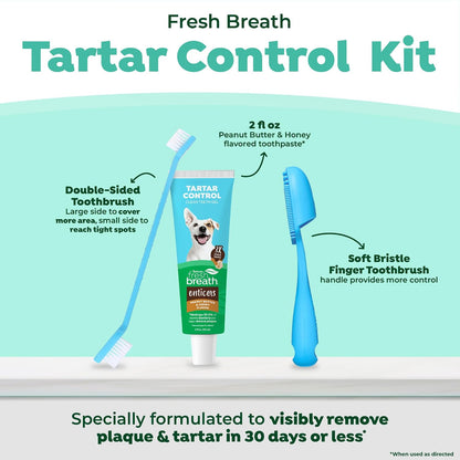Double sided dog toothbrush for deep dental cleaning and tartar control