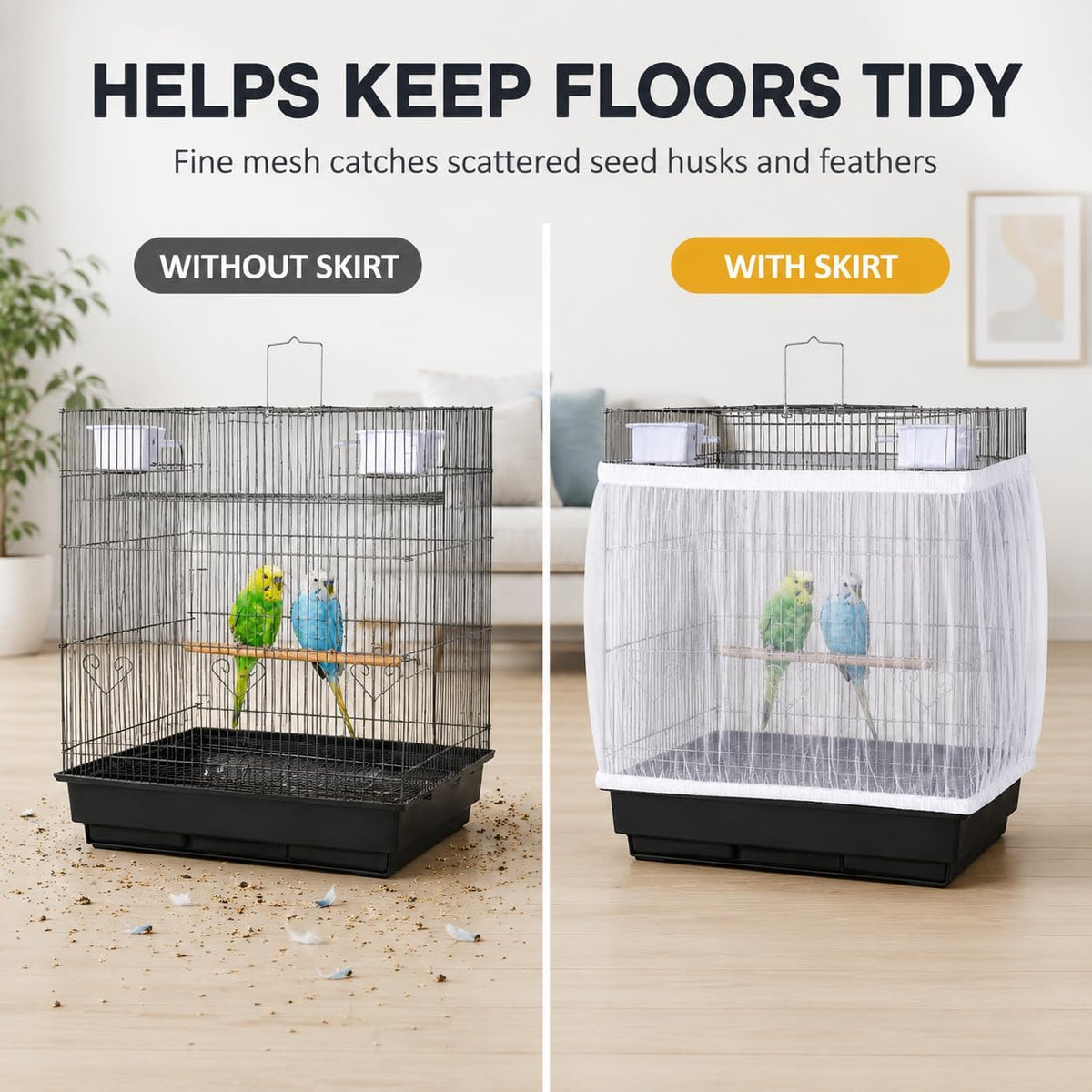 RAINFLOW 2 Pack Bird Cage Seed Catcher - Adjustable Bird Cage Skirt - Image 6
