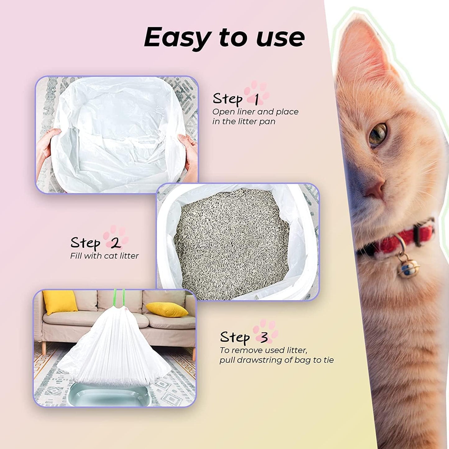 KropBom heavy duty cat trash liners fitting securely over a large open style pet litter tray.