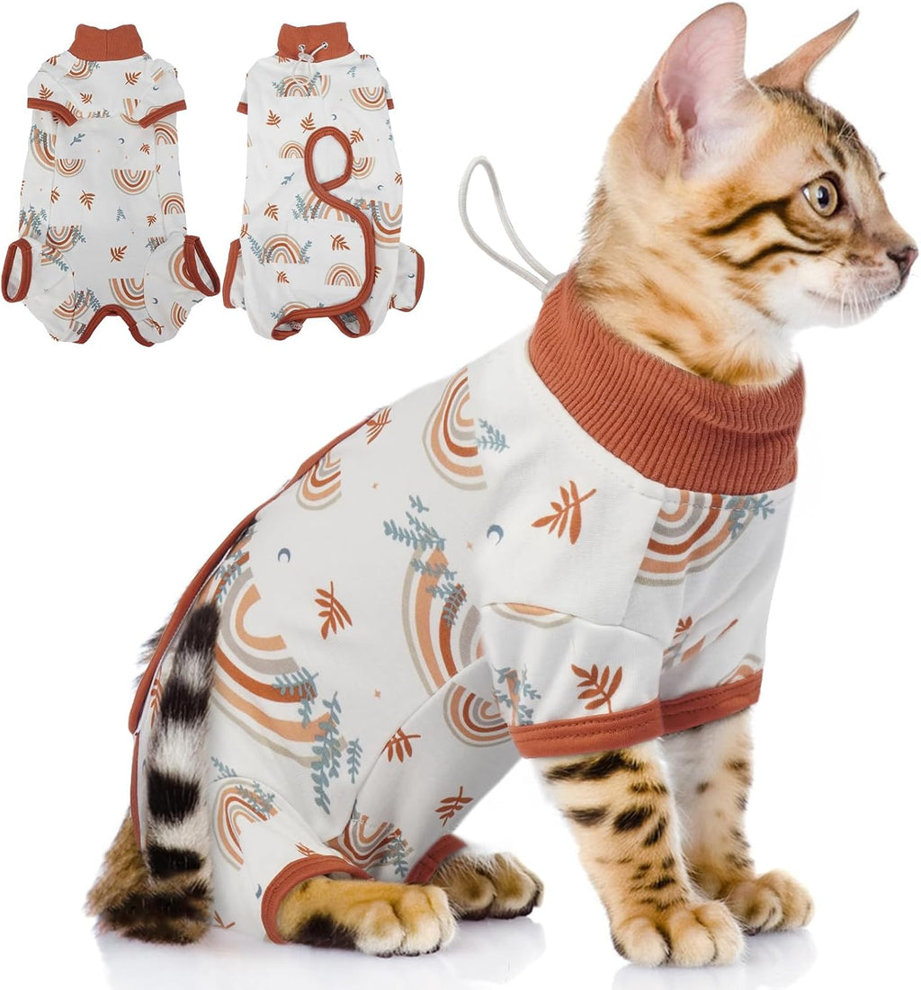 QBLEEV Cat Recovery Suit for Post Surgery, Spay Neuter Suit for Cats, Soft Stretchy Cotton Cat Onesie for Skin Diseases, Anti-Lick Surgical Shirt Pajamas for Abdominal Wound, Kitten Cone Alternative - Image 9