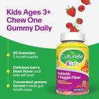 Culturelle Kids Probiotic and Veggie Fiber Gummies berry flavor side angle
