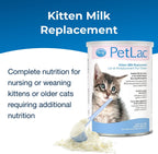 PetAg PetLac Kitten Milk Replacement Powder back label with feeding instructions