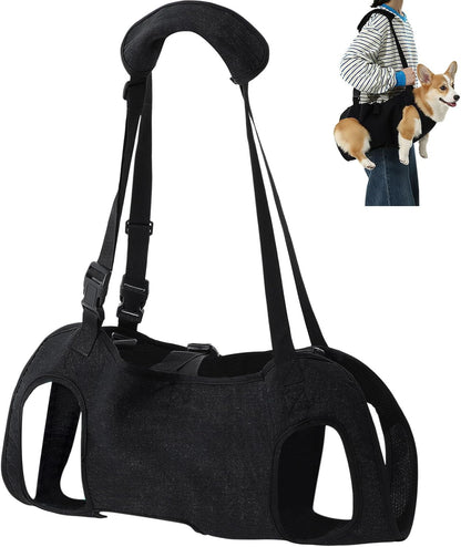 Shinylin Dog Carry Sling Emergency Backpack Pet Legs Support and Rehabilitation Dog Lift Harness Adjustable Lifting Straps Carrier for Senior Dogs Joint Injuries, Arthritis, Hiking, Skiing, Black(L) - Image 8