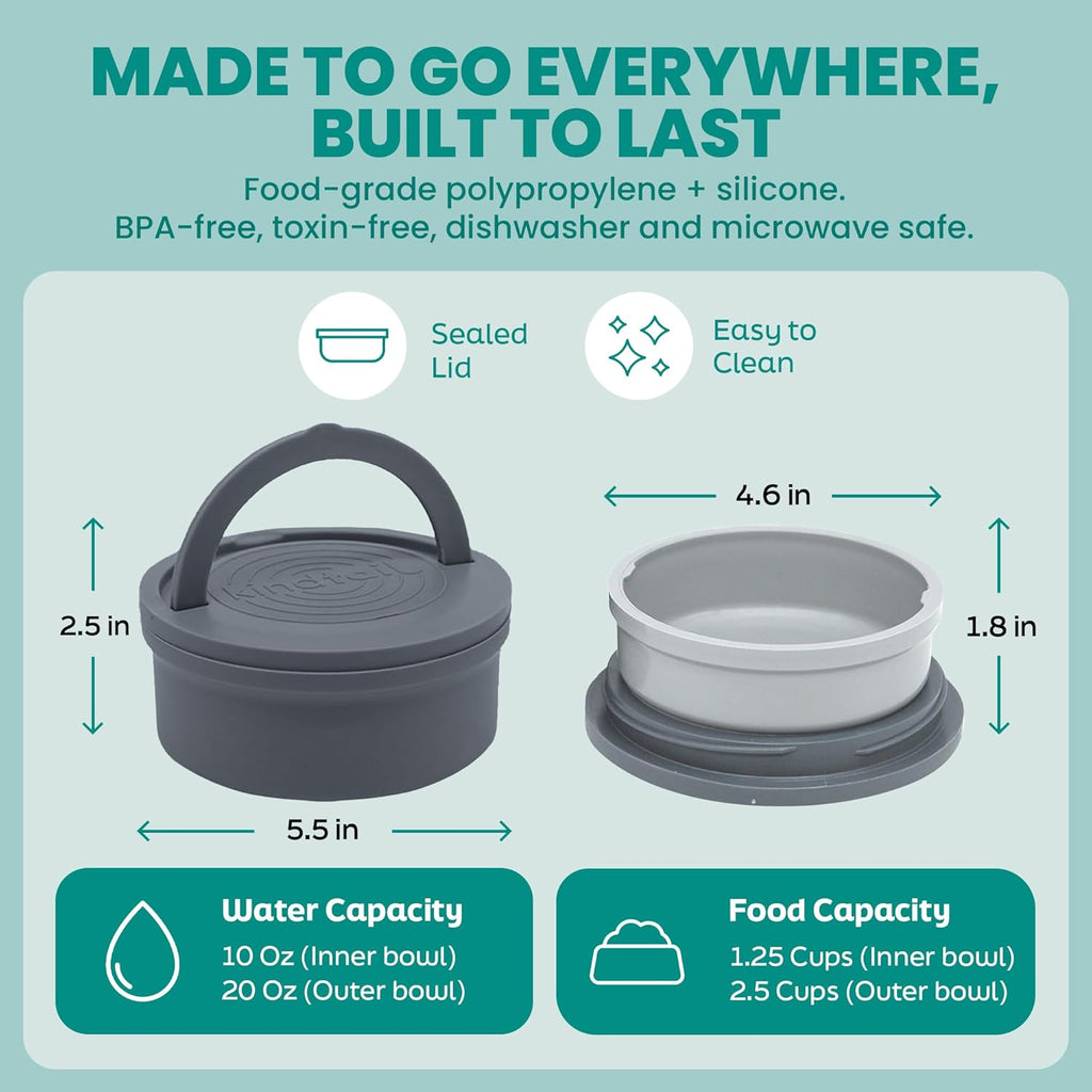 Durable food-grade polypropylene pet travel container system for medium dogs.