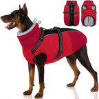 SUNFURA waterproof dog jacket red front view on an extra large breed
