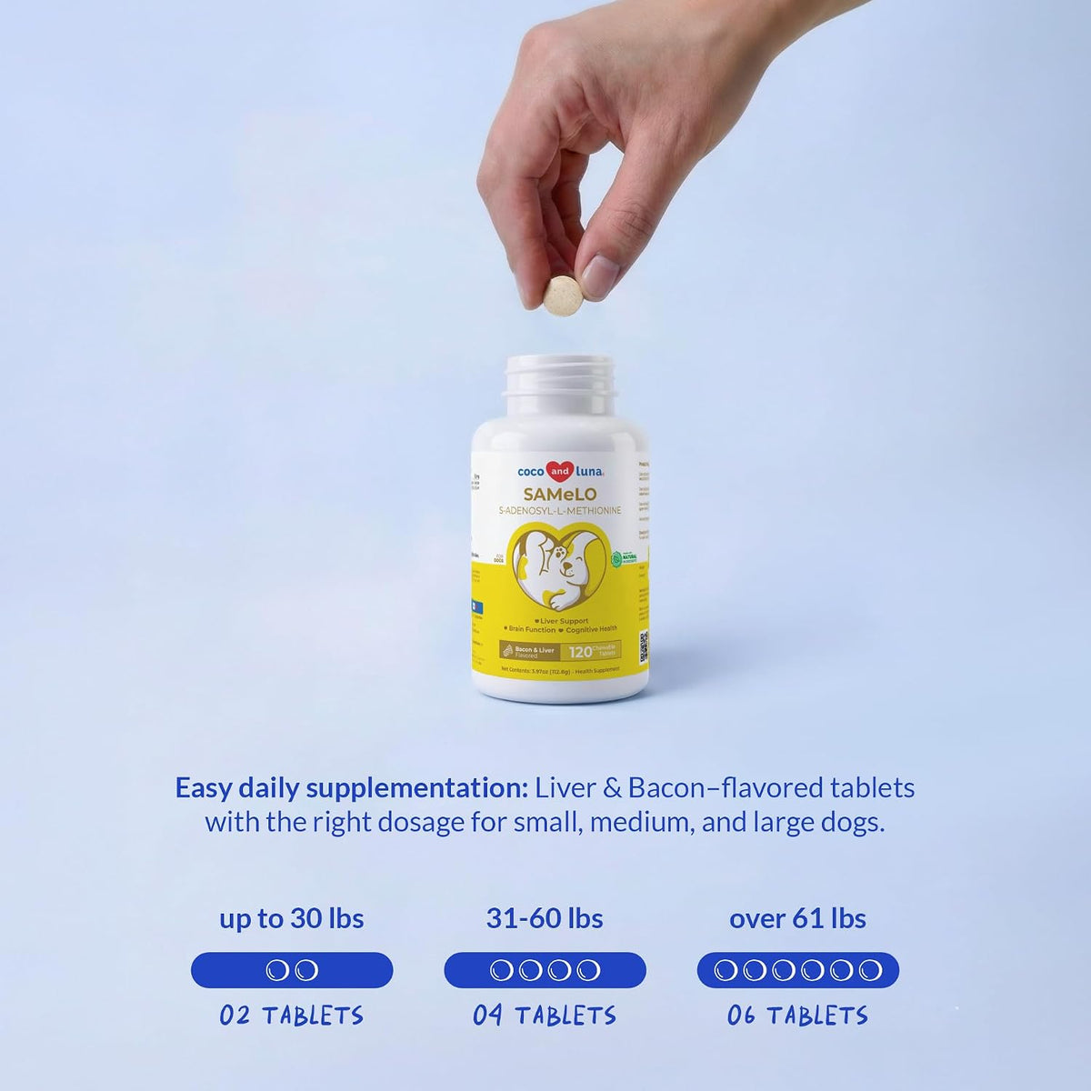 Premium senior dog health supplement bottle side view
