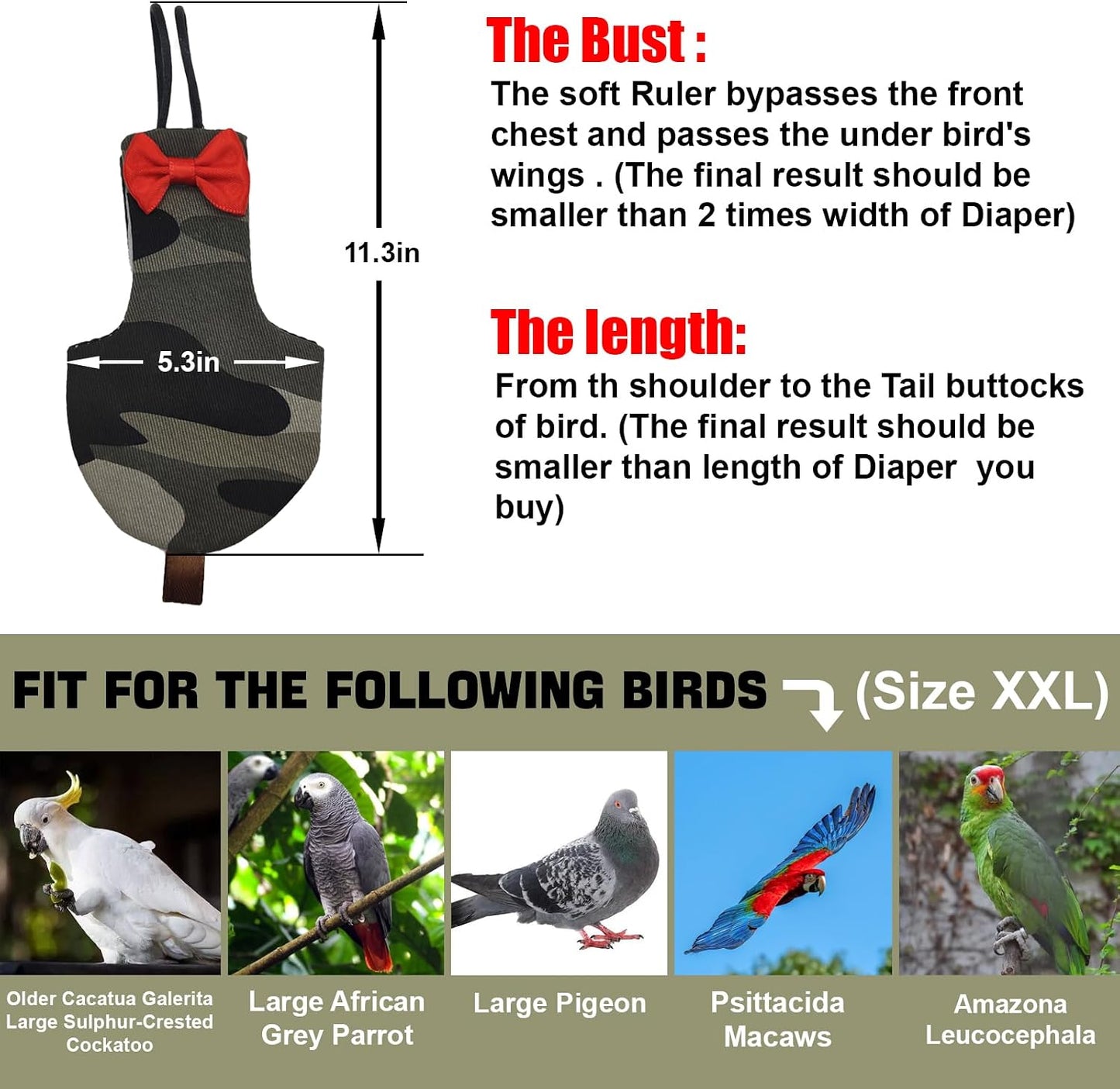 XQIGI protective breathable bird costume bundle with disposable liners