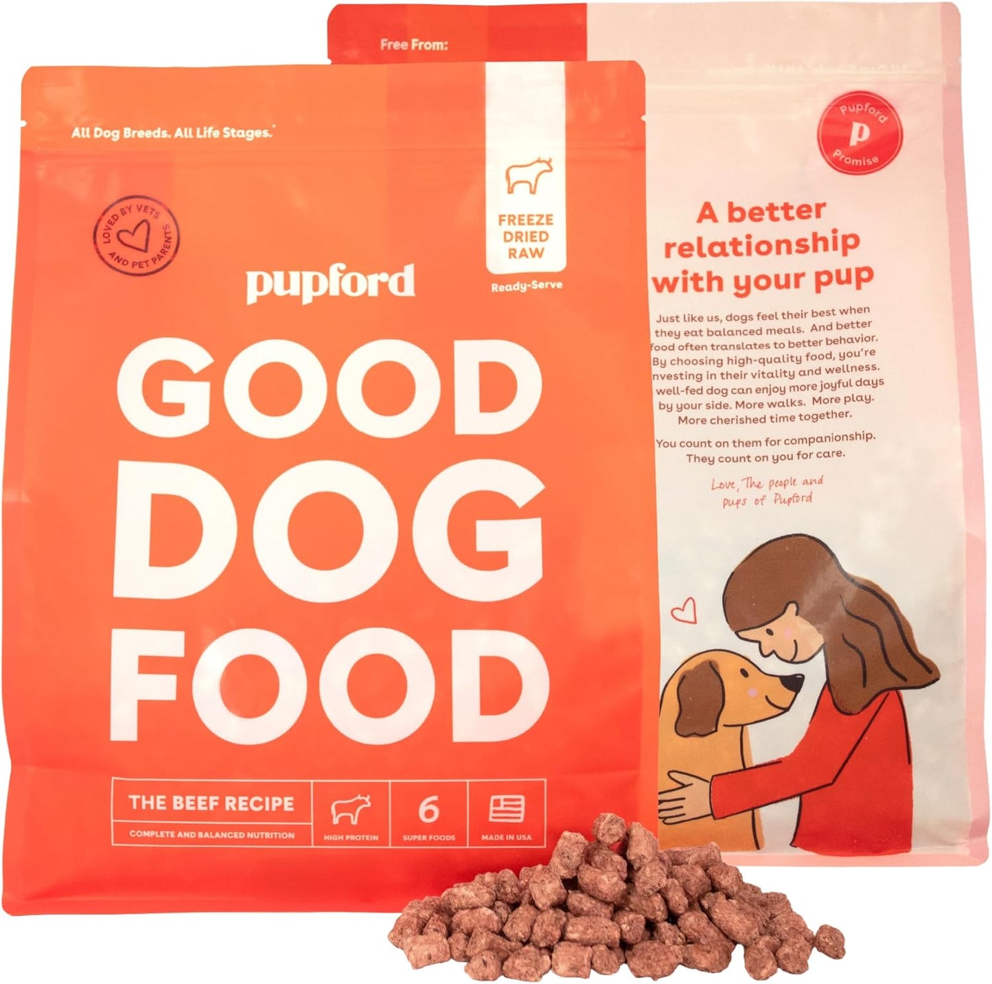 Pupford Good Dog Food Beef Recipe 25 Ounce front package view for premium raw canine nutrition