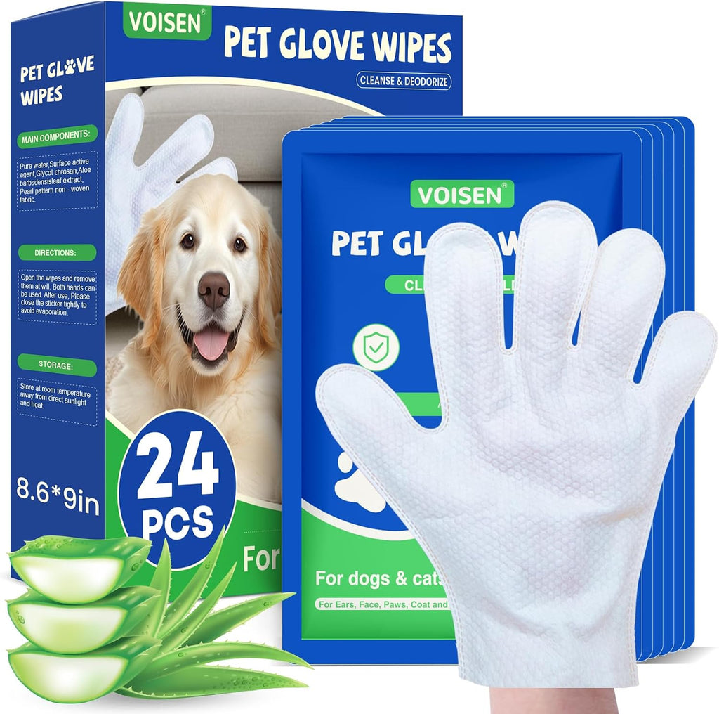 Safe alcohol free pet wipes showing aloe vera infusion details