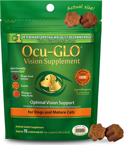 Ocu-GLO Cat & Dog Supplement for Eye Support - Chewable Vision Vitamins Supplements for Large and Small Pets Care with Lutein, Omega-3 Fatty Acids, Grape Seed Extract & Antioxidants - Image 10