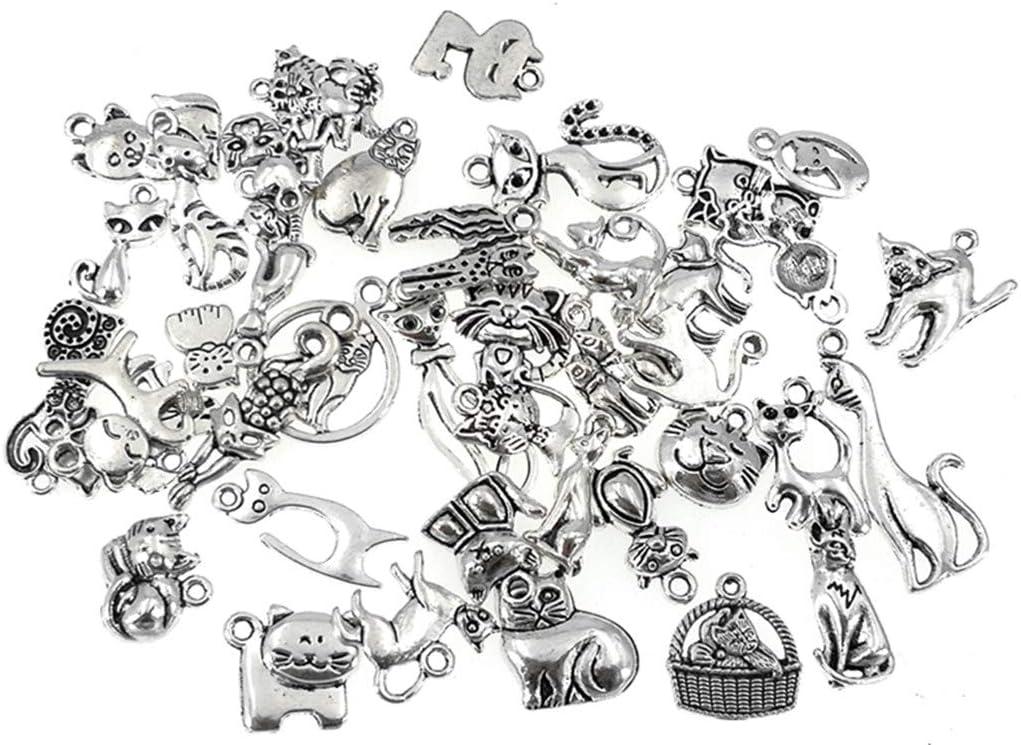 DIY jewelry accessories kit featuring antique cat charms