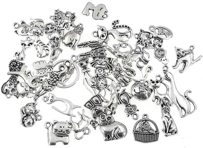 DIY jewelry accessories kit featuring antique cat charms