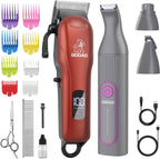 Gooad cordless dog shaver showing the rear charging port interface and the durable silver palladium alloy motor housing construction.