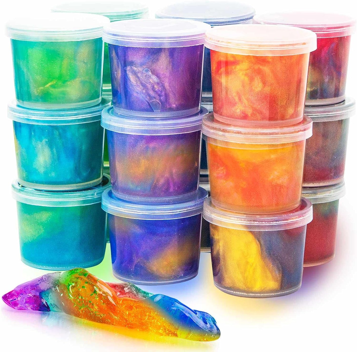 MiVRIU 24 pack mini galaxy slime kit front view of packaging