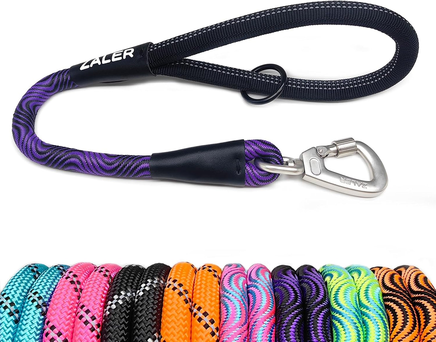 ZALER Short Dog Leash, 18 Inches Rope Traffic Leashes for Dogs, Reflective Dog Lead with O-Ring, Heavy Duty Pet Leash for Large and Medium Dogs (18'' Black) - Image 12