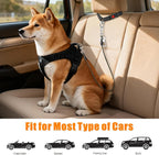 Two pack Idepet dog seat belt set black color