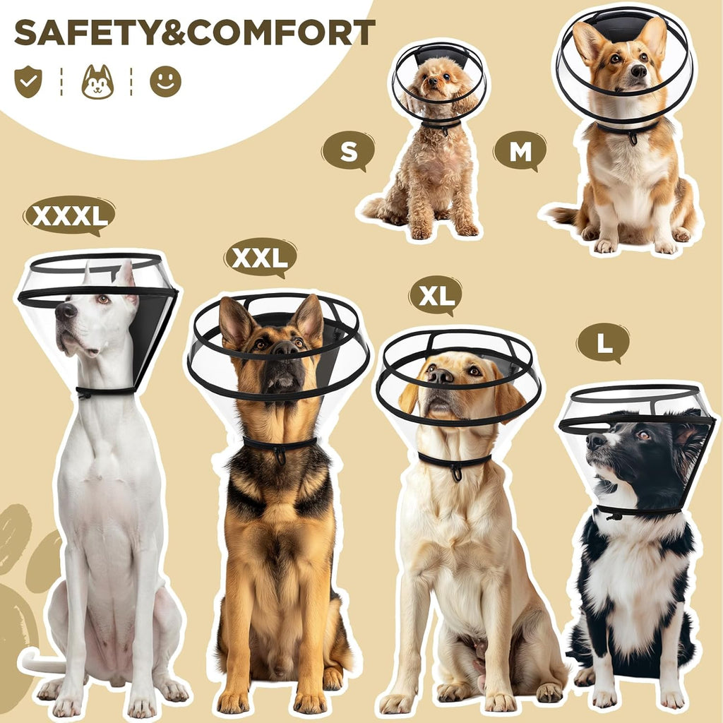 BONTHEE elizabethan pet recovery collar folded down for meal time