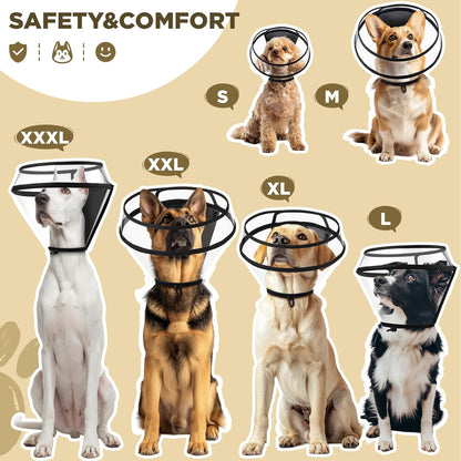 BONTHEE elizabethan pet recovery collar folded down for meal time