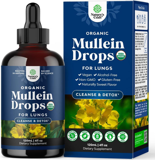 Natures Craft Organic Mullein Drops front view 4 fluid ounces bottle