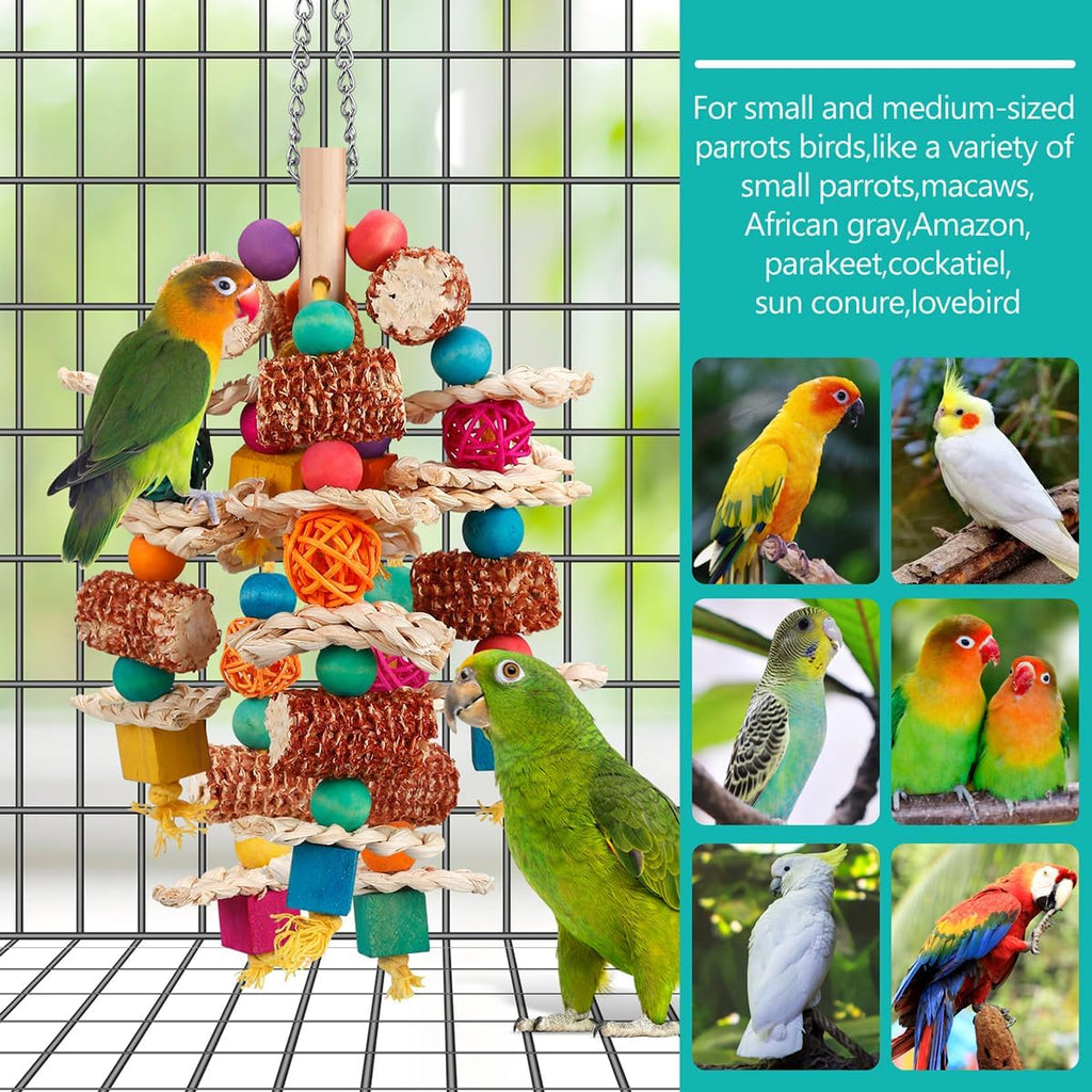 Top view of natural corn cob layers on LovyoCoCo parrot toy