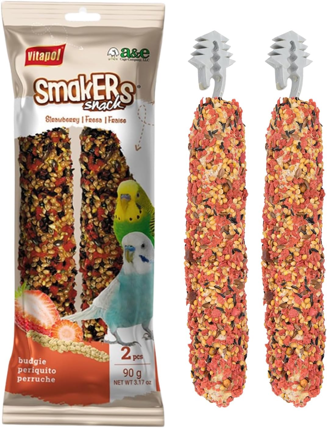 A&E Cage Company - Smakers Treat Stick for Parakeets, 3-in-1 Mix Pack (Egg, Honey, Fruit), 3 Pack, Nutritious & Long-Lasting Bird Treat - Image 9