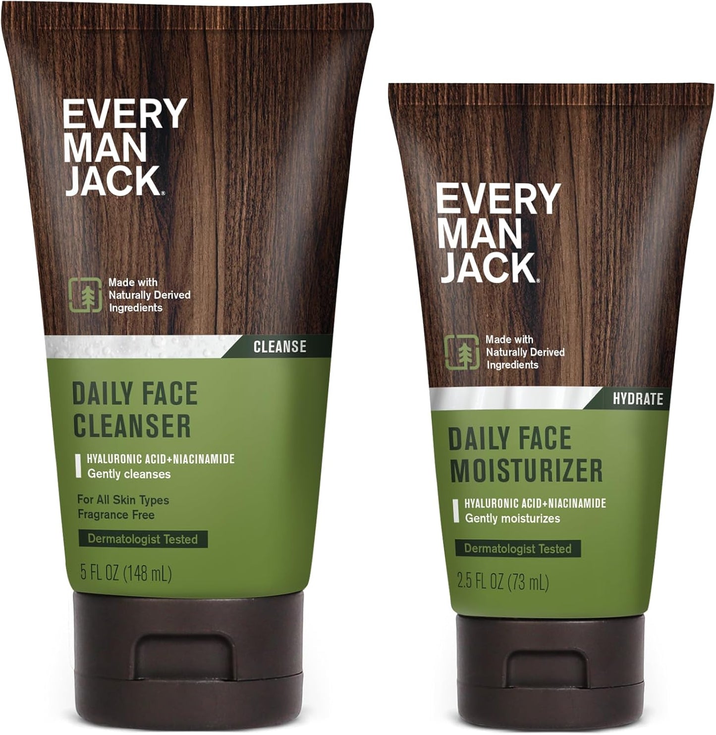 Every Man Jack Daily Face Wash and Moisturizer Set front view of premium mens skincare routine