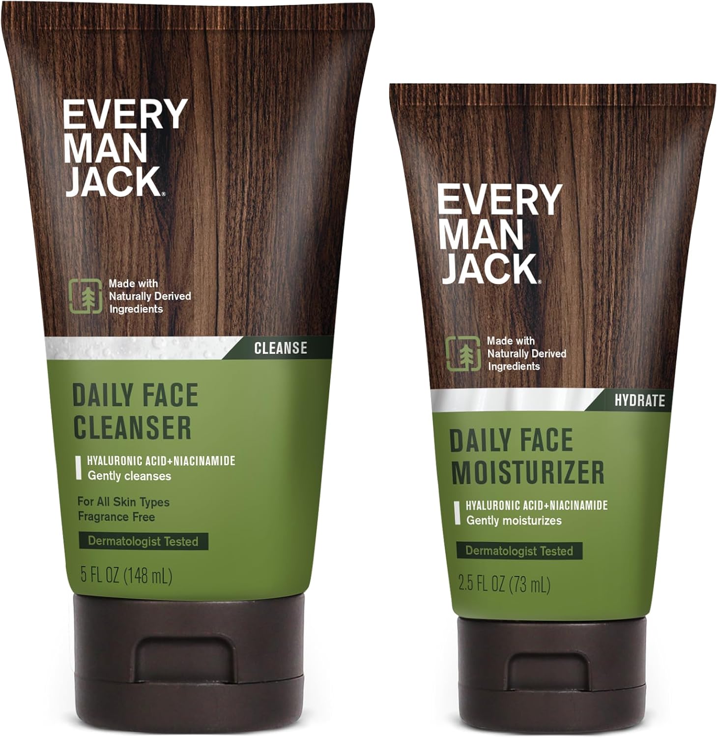 Every Man Jack Daily Face Wash and Moisturizer Set front view of premium mens skincare routine