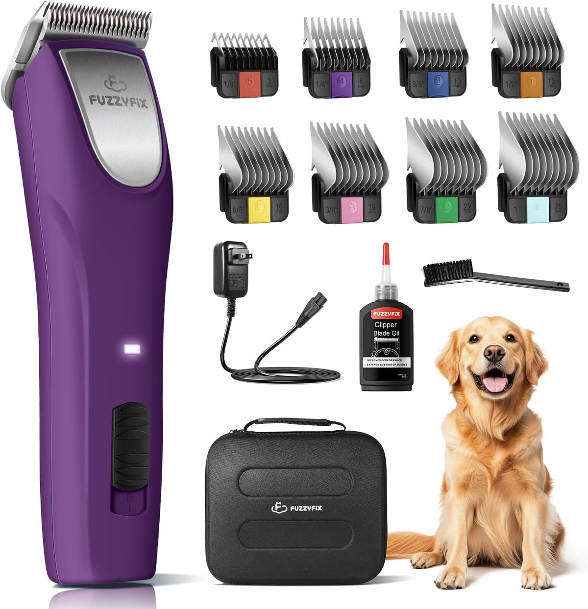 Professional Dog Clippers for Grooming - 2 Speed for Thick Curly Matted Coats, Low Noise Cordless Pet Hair Trimmer with Detachable A5 Blade & Metal Guide Combs Kit for Horse Animal Breeds - Image 10
