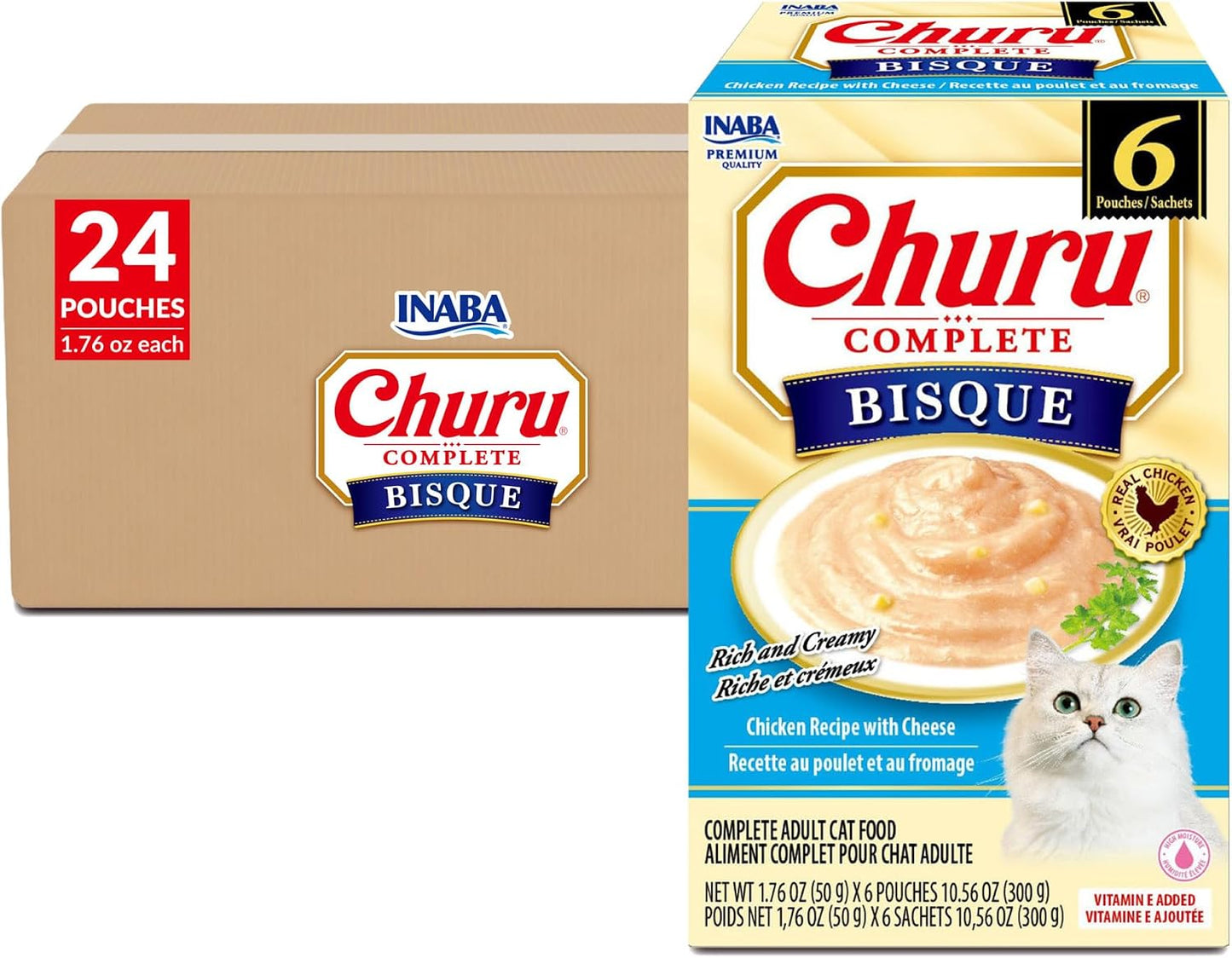 INABA Churu Complete Bisque for Cats, Grain-Free, High Protein & Moisture, Wet Cat Food with Fish Oil, 1.76oz. Pouch, 12 Pouches, Chicken Recipe - Image 11