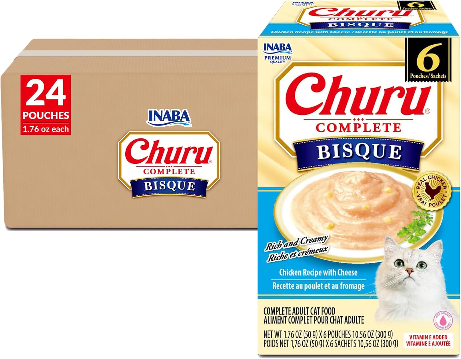 INABA Churu Complete Bisque for Cats, Grain-Free, High Protein & Moisture, Wet Cat Food with Fish Oil, 1.76oz. Pouch, 12 Pouches, Chicken Recipe - Image 11