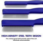 Close up of fine tooth stainless steel grooming comb