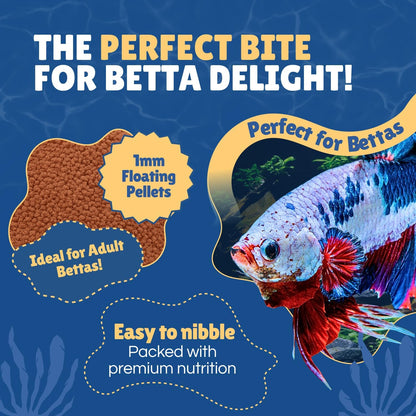 Perky Fins Betta Boost Pops premium imported aquarium feed container for vibrant betta fish.