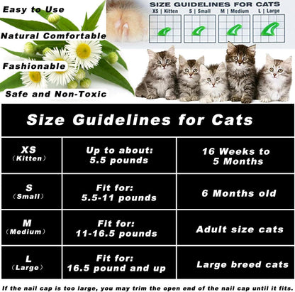Safe non toxic vinyl resin pet nail protectors for medium adult cats