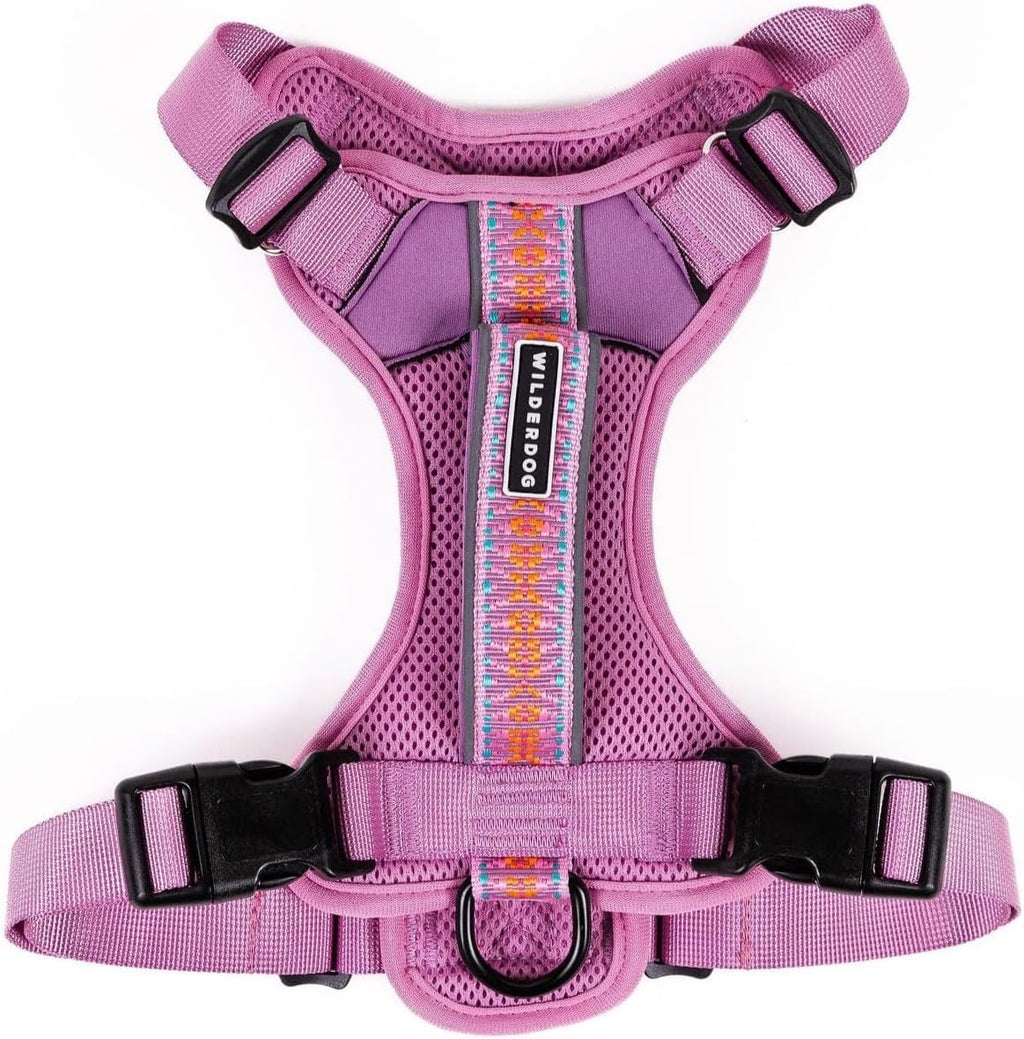 Wilderdog lightweight dog harness in lilac front view