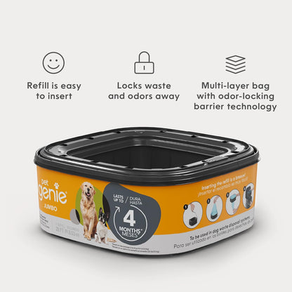 Multi layer odor locking barrier film detail on Pet Genie jumbo pack