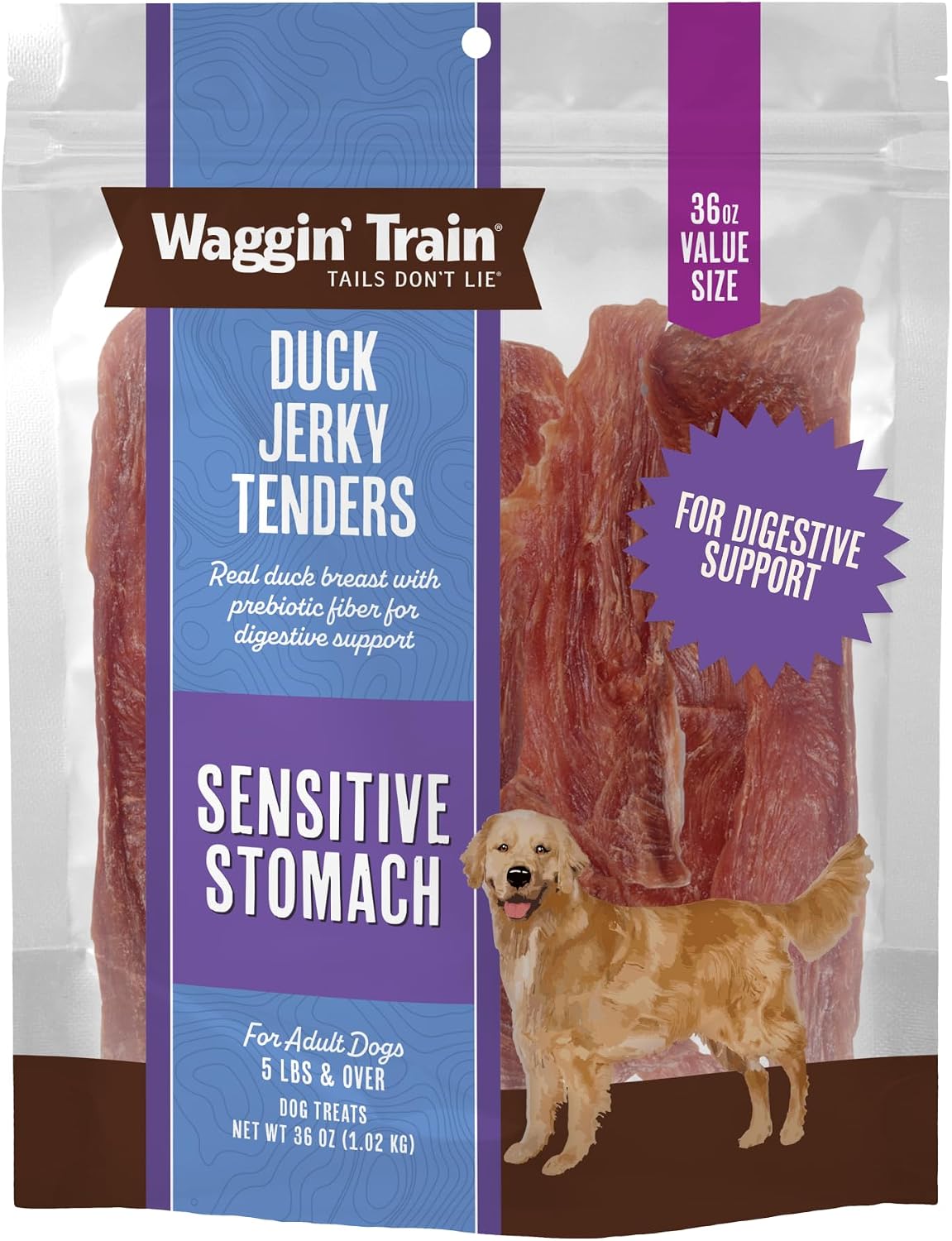 Waggin' Train Duck Jerky Dog Treats for Dogs with Sensitive Stomachs, Made with 100% Real Duck Breasts, Three All-Natural Ingredients, High Protein Dog Treat, Easily Digestible for Dogs, 12 oz. Pouch - Image 11