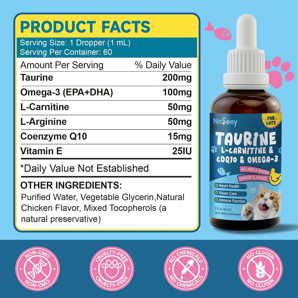 USA imported Brightbarki feline liquid taurine bottle on a clean background