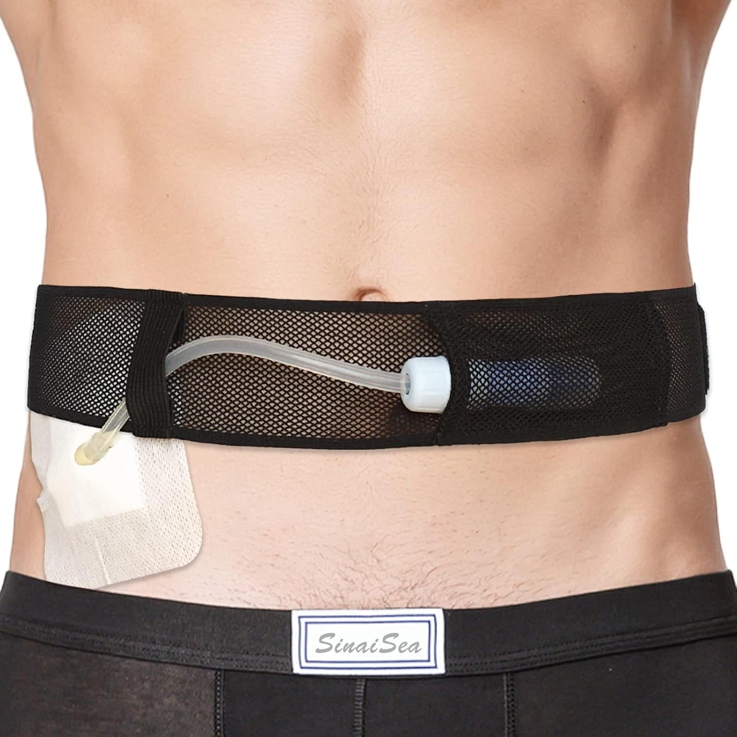 SinaiSea peritoneal dialysis belt black front view abdominal catheter holder