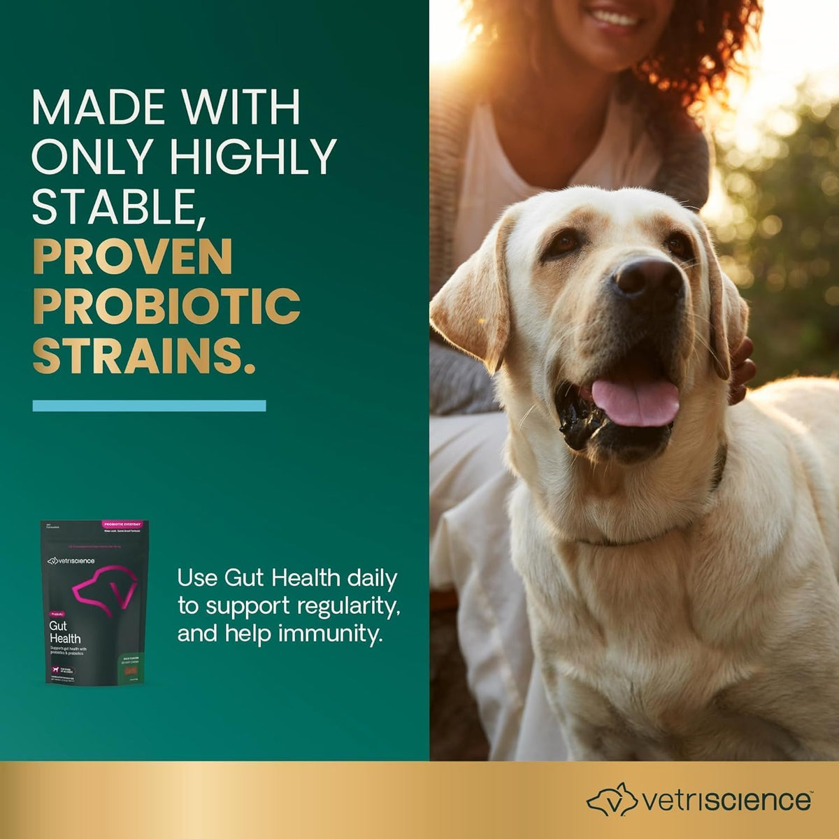 VetriScience Probiotic Everyday dog supplement back label with ingredient facts
