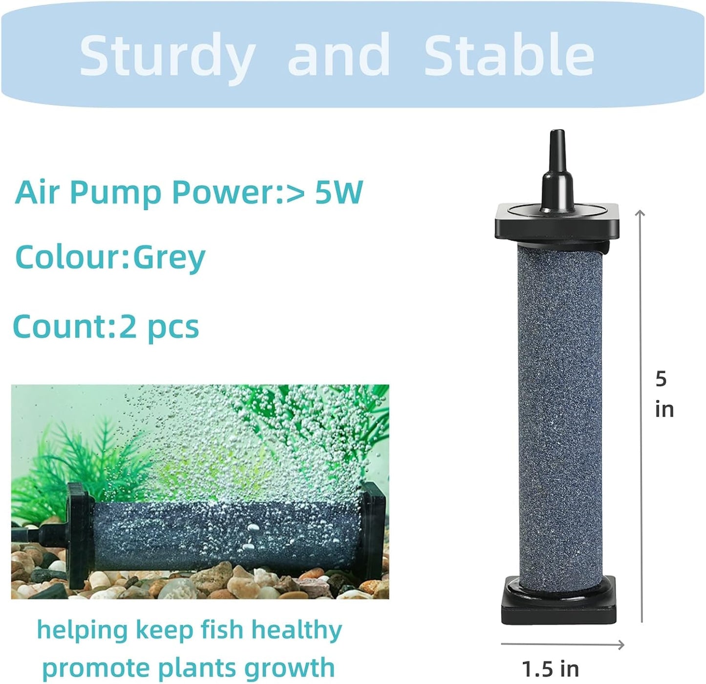 Double pack of Aquaneat 5 inch aerator stones with black weighted bases for stable pond aeration.